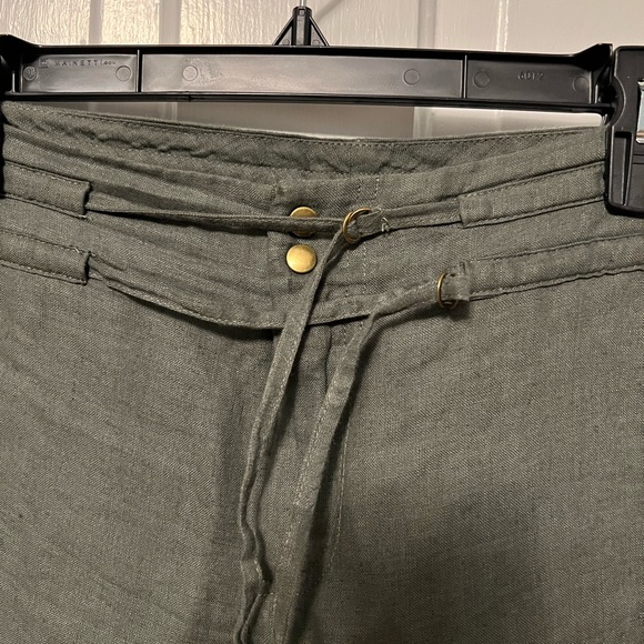 Olive green linen pants - Picture 6 of 7